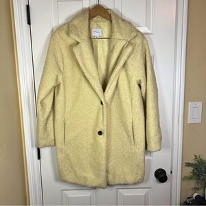 Womens Daily Ritual Teddy Bear Fleece Jacket Size Medium Light Yellow‎
